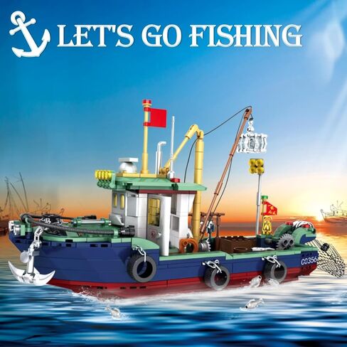 City Police Boat Building Blocks Sets, Cool Patrol Rescue Coast Guard Ship with Race Boat Building Toys,480 Pcs STEM for Boys Girls 6-12 in Kuwait