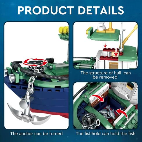 City Police Boat Building Blocks Sets, Cool Patrol Rescue Coast Guard Ship with Race Boat Building Toys,480 Pcs STEM for Boys Girls 6-12 in Kuwait