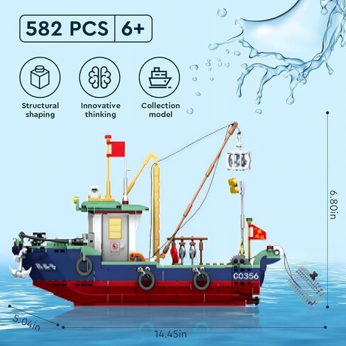 City Police Boat Building Blocks Sets, Cool Patrol Rescue Coast Guard Ship with Race Boat Building Toys,480 Pcs STEM for Boys Girls 6-12 in Kuwait