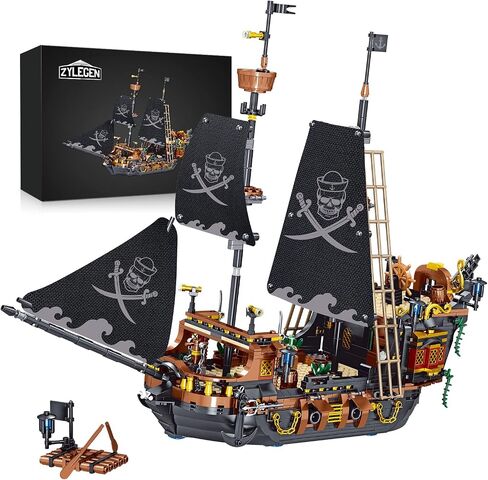 ZYLEGEN Pirate Ship Building Sets, Black Peral Caribbean Pirate Ship Building Model with Minifigures, Pirate Sailboat Building Block for Boys and Girls, Adult, Birthday, (1328Pcs) in Saudi Arabia