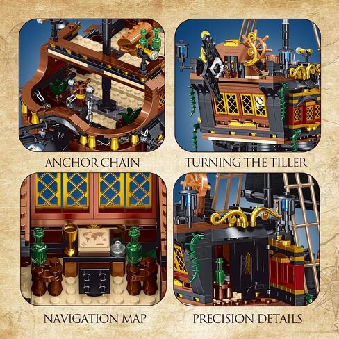 ZYLEGEN Pirate Ship Building Sets, Black Peral Caribbean Pirate Ship Building Model with Minifigures, Pirate Sailboat Building Block for Boys and Girls, Adult, Birthday, (1328Pcs) in Saudi Arabia