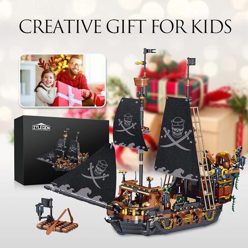 ZYLEGEN Pirate Ship Building Sets, Black Peral Caribbean Pirate Ship Building Model with Minifigures, Pirate Sailboat Building Block for Boys and Girls, Adult, Birthday, (1328Pcs) in Saudi Arabia