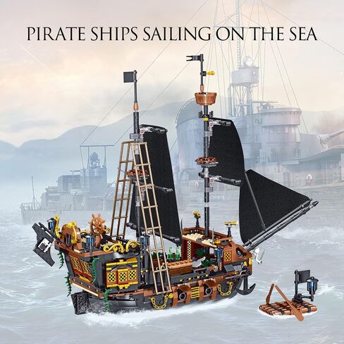 ZYLEGEN Pirate Ship Building Sets, Black Peral Caribbean Pirate Ship Building Model with Minifigures, Pirate Sailboat Building Block for Boys and Girls, Adult, Birthday, (1328Pcs) in Saudi Arabia