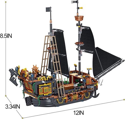 ZYLEGEN Pirate Ship Building Sets, Black Peral Caribbean Pirate Ship Building Model with Minifigures, Pirate Sailboat Building Block for Boys and Girls, Adult, Birthday, (1328Pcs) in Saudi Arabia