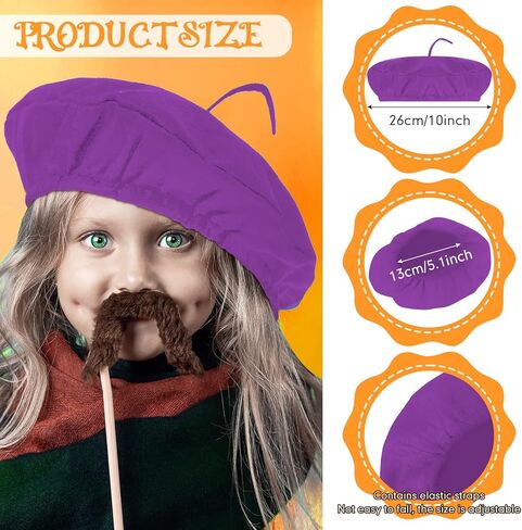 Laumoi 20 قطعة من قبعة البيريه الصوفية للهالوين قبعات حفلات البيريه الفرنسية مع وشاح رقبة ملون لتزيين الحفلات التنكرية للأطفال البالغين (ألوان نيون) in Kuwait