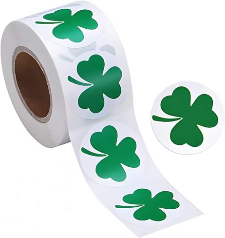 St Patricks Day Decorations Sticker 500 Pieces Green Shamrock Self-Adhesive Labels Stickers1 Inch for Party Parade School Irish Cards Gift Bags Craft Supplies in Saudi Arabia