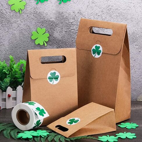 St Patricks Day Decorations Sticker 500 Pieces Green Shamrock Self-Adhesive Labels Stickers1 Inch for Party Parade School Irish Cards Gift Bags Craft Supplies in Saudi Arabia