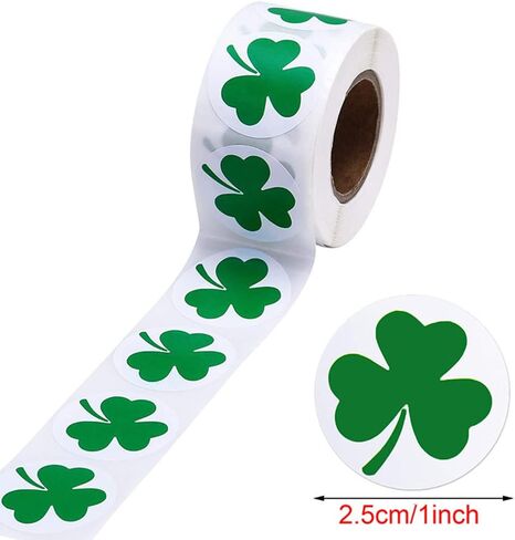 St Patricks Day Decorations Sticker 500 Pieces Green Shamrock Self-Adhesive Labels Stickers1 Inch for Party Parade School Irish Cards Gift Bags Craft Supplies in Saudi Arabia