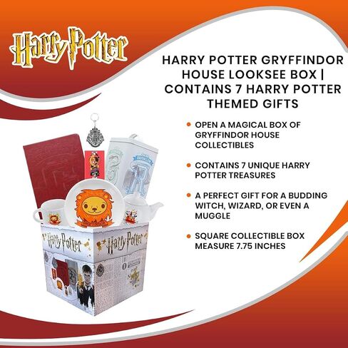 Harry Potter Gryffindor House LookSee Box | Contains 7 Official Harry Potter Themed Gifts Including Gryffindor Journals, Magnets, & More | Square Gift Box Measures 7.75 Inches in Saudi Arabia