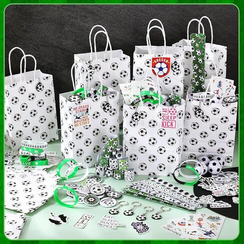 Aoriher 194 Pcs Soccer Party Favor Bulk Sport Birthday Party Gift Soccer Goodie Bag Filler Mini Soccer Ball Toy Silicone Bracelet Soccer Tattoo Sticker Soccer Slap Bracelet Keychain Button Pin in Saudi Arabia