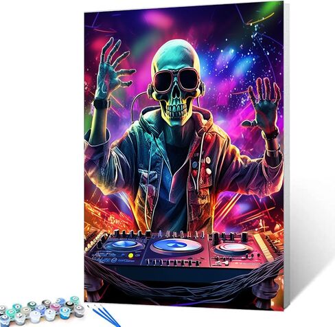 Aihonmin American Flag DIY Paint by Numbers for Kids Painting Kits for Adults Beginners Evil Skull DIY Oil Painting Picture Art Home Wall Decoration Gifts 16''x20''Inch（ Frameless） in Kuwait