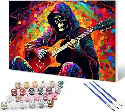 Aihonmin American Flag DIY Paint by Numbers for Kids Painting Kits for Adults Beginners Evil Skull DIY Oil Painting Picture Art Home Wall Decoration Gifts 16''x20''Inch（ Frameless） in Kuwait