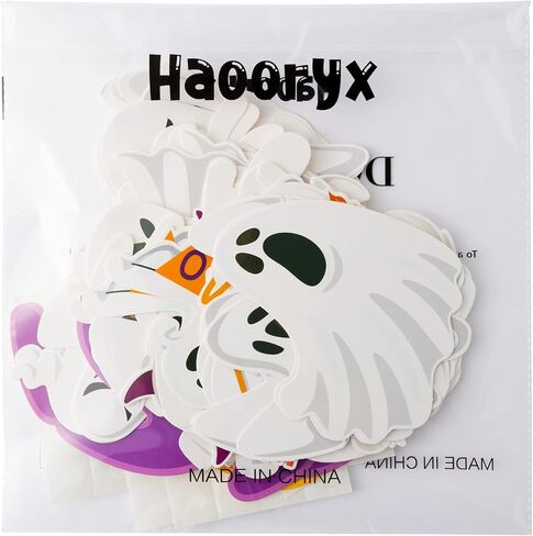 Haooryx 62 قطعة مجموعة تزيين لوحة إعلانات شبح الهالوين، قطع ورقية منقوشة على شكل شبح، مجموعة زخارف على حدود السبورة السوداء لحفلات الهالوين والمنزل والمدرسة والفصول الدراسية ونافذة جدار ديكور in Saudi Arabia