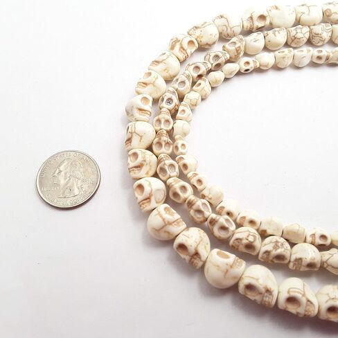 White Magnesite Turquoise Skull Size 6x8mm 15.5" Strand in Kuwait