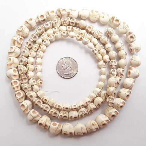 White Magnesite Turquoise Skull Size 6x8mm 15.5" Strand in Kuwait