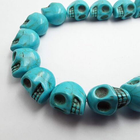 White Magnesite Turquoise Skull Size 6x8mm 15.5" Strand in Kuwait