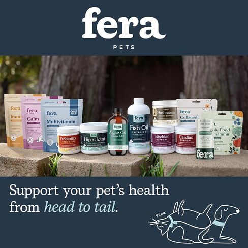 Fera Pet Organics Omega 3 Fish Oil with Vitamin E for Dogs & Cats, Vet Created Supplement to Boost Immune System, Support Brain Function, Nourish Skin and Coat of Pets, 8 Oz, 48 Servings in Kuwait