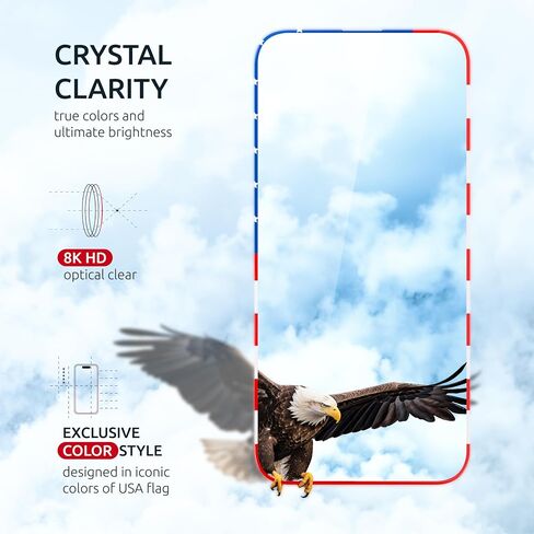 واقي شاشة لهاتف iPhone 15 Pro Max - عبوتان (علم الولايات المتحدة الأمريكية وأسود) - زجاج مقوى لهاتف iPhone 15 Pro Max صلابة 9H - سهل التركيب، طلاء مقاوم للزيوت in Kuwait