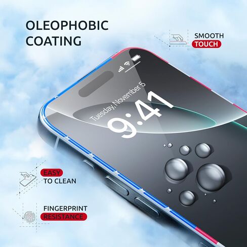 واقي شاشة لهاتف iPhone 15 Pro Max - عبوتان (علم الولايات المتحدة الأمريكية وأسود) - زجاج مقوى لهاتف iPhone 15 Pro Max صلابة 9H - سهل التركيب، طلاء مقاوم للزيوت in Kuwait