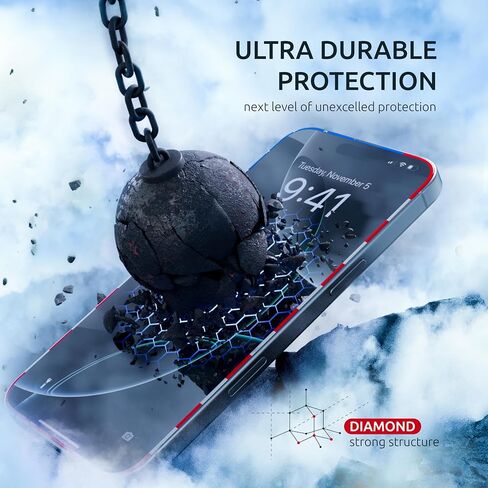 واقي شاشة لهاتف iPhone 15 Pro Max - عبوتان (علم الولايات المتحدة الأمريكية وأسود) - زجاج مقوى لهاتف iPhone 15 Pro Max صلابة 9H - سهل التركيب، طلاء مقاوم للزيوت in Kuwait