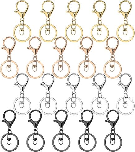 20 Pcs Lobster Claw Clasps Hook with Flat Split Keychain Ring Lobster Claw Clasps for Keychains and Swivel Clip Little Lobster Clasp for Jewelry Making (4 Colors) in Saudi Arabia