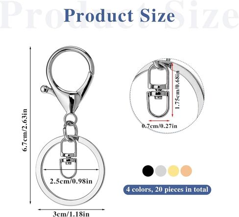 20 Pcs Lobster Claw Clasps Hook with Flat Split Keychain Ring Lobster Claw Clasps for Keychains and Swivel Clip Little Lobster Clasp for Jewelry Making (4 Colors) in Saudi Arabia