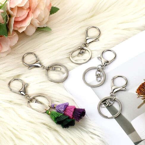 20 Pcs Lobster Claw Clasps Hook with Flat Split Keychain Ring Lobster Claw Clasps for Keychains and Swivel Clip Little Lobster Clasp for Jewelry Making (4 Colors) in Saudi Arabia