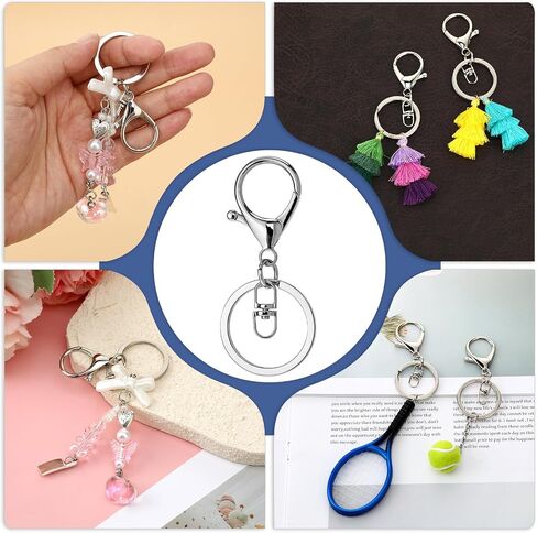 20 Pcs Lobster Claw Clasps Hook with Flat Split Keychain Ring Lobster Claw Clasps for Keychains and Swivel Clip Little Lobster Clasp for Jewelry Making (4 Colors) in Saudi Arabia