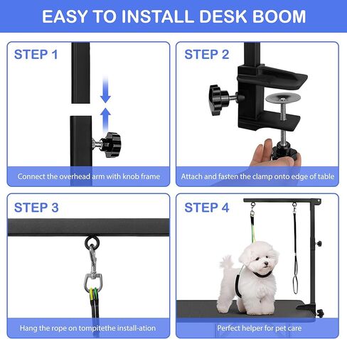Dog Grooming Table Arm - 37" Dog Grooming Table Arm Dog Grooming Stand with Loop Noose Foldable Dog Grooming Harness for Small Medium Dogs in Kuwait
