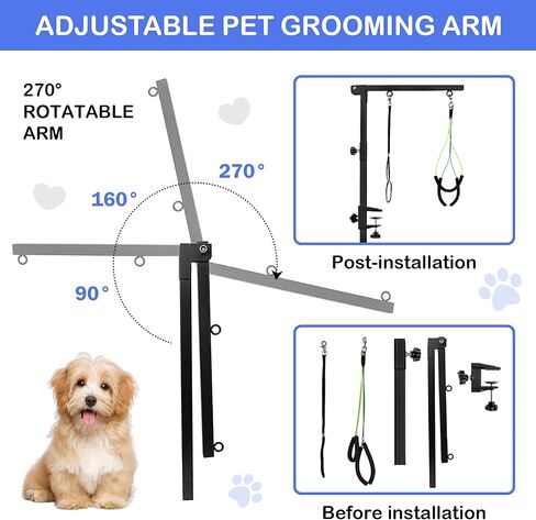 Dog Grooming Table Arm - 37" Dog Grooming Table Arm Dog Grooming Stand with Loop Noose Foldable Dog Grooming Harness for Small Medium Dogs in Kuwait