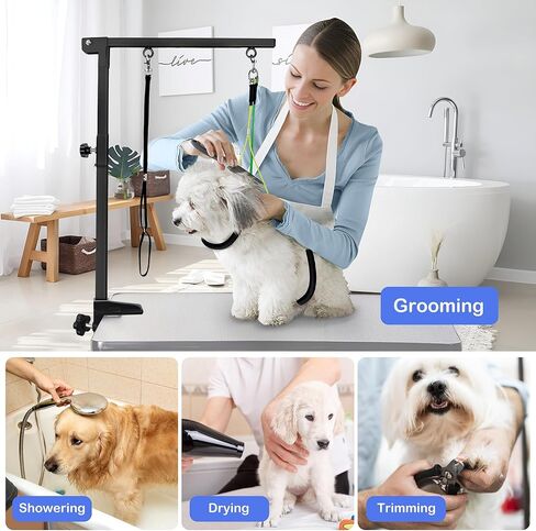 Dog Grooming Table Arm - 37" Dog Grooming Table Arm Dog Grooming Stand with Loop Noose Foldable Dog Grooming Harness for Small Medium Dogs in Kuwait