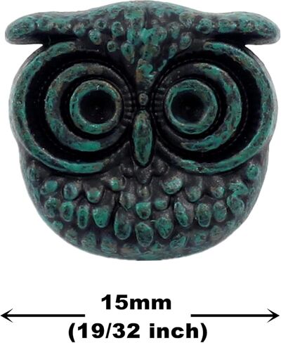 Bezelry 12 Pieces Cute Owl Antique Brass Color Metal Shank Buttons 15mm (Antique Brass) in Saudi Arabia