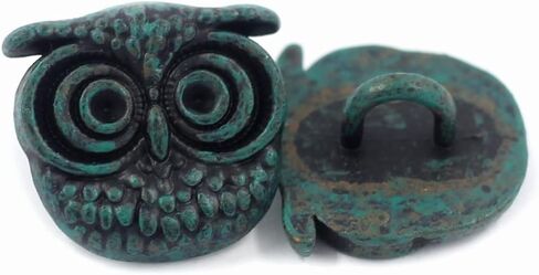 Bezelry 12 Pieces Cute Owl Antique Brass Color Metal Shank Buttons 15mm (Antique Brass) in Saudi Arabia