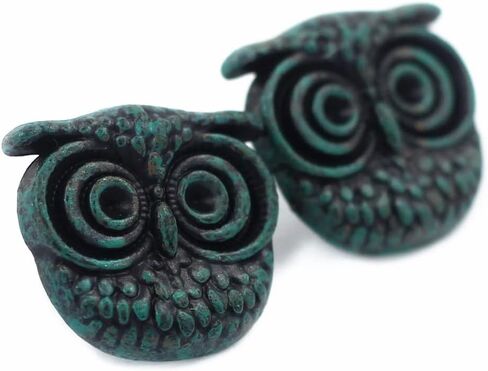 Bezelry 12 Pieces Cute Owl Antique Brass Color Metal Shank Buttons 15mm (Antique Brass) in Saudi Arabia