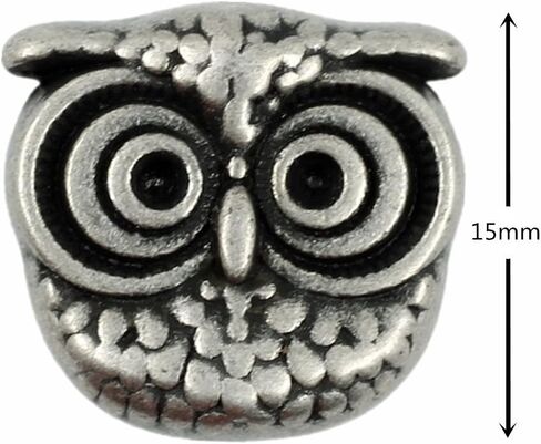 Bezelry 12 Pieces Cute Owl Antique Brass Color Metal Shank Buttons 15mm (Antique Brass) in Saudi Arabia