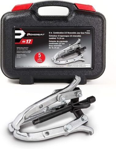 Powerbuilt Jaw Gear Puller, Combo Steel Yoke Tool, 4-inch and 6-inch Jaws, Inside or Outside Pull, 4 Ton Capacity, Storage Case - 648613 in Saudi Arabia