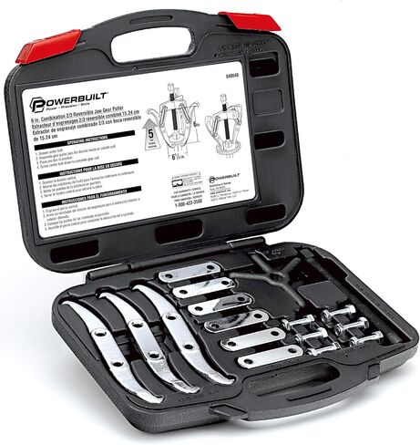 Powerbuilt Jaw Gear Puller, Combo Steel Yoke Tool, 4-inch and 6-inch Jaws, Inside or Outside Pull, 4 Ton Capacity, Storage Case - 648613 in Saudi Arabia