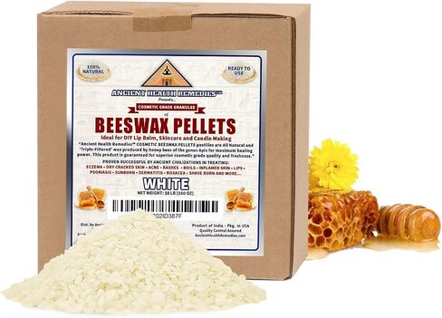 All Natural, Cosmetic Grade Beeswax PELLETS PASTILLES Bulk, Grade A, Triple Filtered Ideal for DIY Skincare, Candle Making & Lip Balm Projects (India). (1 LB, WHITE) in Saudi Arabia