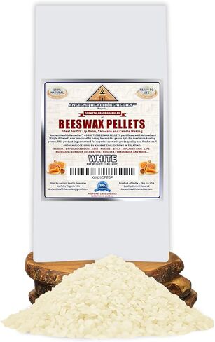 All Natural, Cosmetic Grade Beeswax PELLETS PASTILLES Bulk, Grade A, Triple Filtered Ideal for DIY Skincare, Candle Making & Lip Balm Projects (India). (1 LB, WHITE) in Kuwait