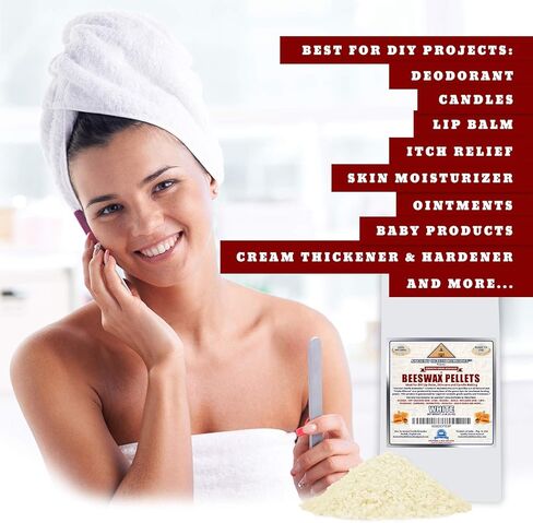 All Natural, Cosmetic Grade Beeswax PELLETS PASTILLES Bulk, Grade A, Triple Filtered Ideal for DIY Skincare, Candle Making & Lip Balm Projects (India). (1 LB, WHITE) in Kuwait