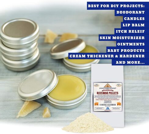 All Natural, Cosmetic Grade Beeswax PELLETS PASTILLES Bulk, Grade A, Triple Filtered Ideal for DIY Skincare, Candle Making & Lip Balm Projects (India). (1 LB, WHITE) in Kuwait
