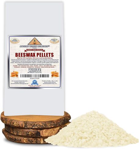 All Natural, Cosmetic Grade Beeswax PELLETS PASTILLES Bulk, Grade A, Triple Filtered Ideal for DIY Skincare, Candle Making & Lip Balm Projects (India). (1 LB, WHITE) in Kuwait