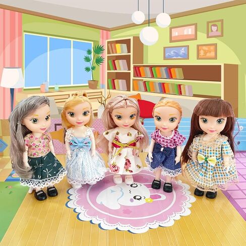 10 Sets Doll Clothes for 3 inch Mini Doll ，Include 10 Pieces Girl Mini Dolls, 10 Sets Handmade Doll Clothes and 10 Pairs of Doll Shoes in Saudi Arabia