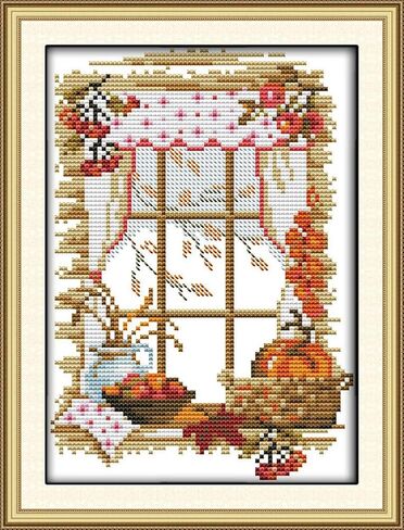 Cross Stitch Kits, Awesocrafts The Autumn of Four Seasons 0utside The Window Easy Patterns Cross Stitching Embroidery Kit Supplies Christmas, Stamped or Counted (Window, Counted) in Kuwait