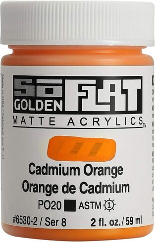 SoFlat Matte Acrylics by GOLDEN, Cadmium Orange, 2 fl. oz. Jar, Professional Acrylic Paint, Opaque in Saudi Arabia