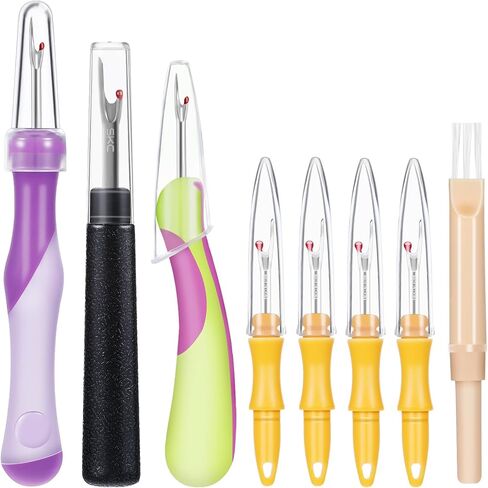 8Pcs Sewing Seam Ripper Tool Set with Brush Wire Remover, Sewing Stitch Remover Tool for Ergonomic Handle Sewing Accessory, Stitch Rippers for Sewing Crafting, Sewing, Knitting, Crocheting in Saudi Arabia