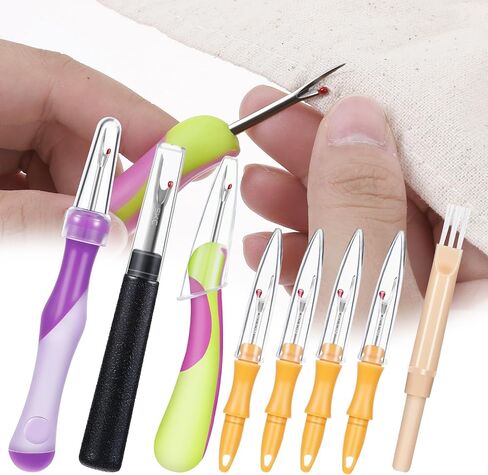 8Pcs Sewing Seam Ripper Tool Set with Brush Wire Remover, Sewing Stitch Remover Tool for Ergonomic Handle Sewing Accessory, Stitch Rippers for Sewing Crafting, Sewing, Knitting, Crocheting in Saudi Arabia