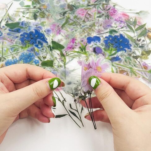 160 قطعة من ملصقات الزهور الشفافة، ملصقات lyfLux المقاومة للماء، ملصقات ذاتية اللصق بزهور جميلة لصنع بطاقات الكمبيوتر المحمول في سجل القصاصات، 4 أنماط in Kuwait