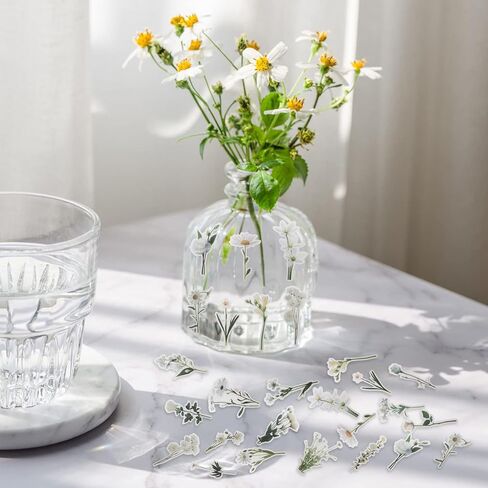 160 قطعة من ملصقات الزهور الشفافة، ملصقات lyfLux المقاومة للماء، ملصقات ذاتية اللصق بزهور جميلة لصنع بطاقات الكمبيوتر المحمول في سجل القصاصات، 4 أنماط in Kuwait