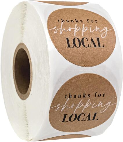Thanks for Shopping Local Kraft Stickers / 1.5" Business Labels / 500 Thank You Modern Boutique Stickers in Kuwait